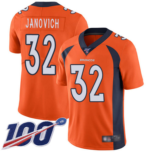 Men Denver Broncos #32 Andy Janovich Orange Team Color Vapor Untouchable Limited Player 100th Season Football NFL Jersey->denver broncos->NFL Jersey